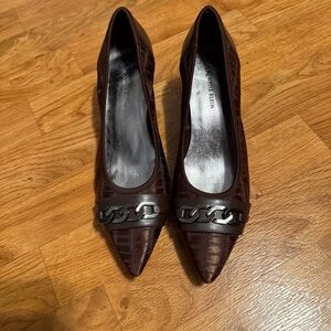 Ann Klein Dark Brown Chain Detail Heels